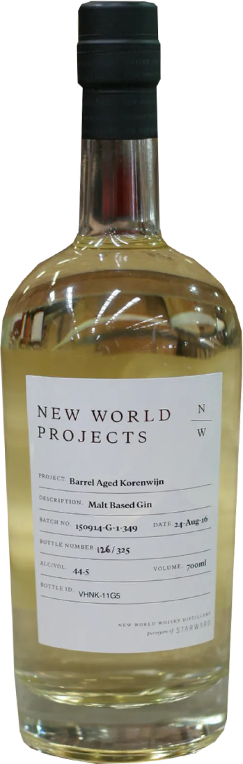 New World Projects Barrel Aged Korenwijn Malt Based Gin