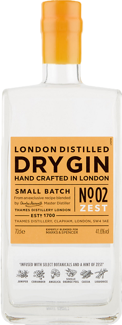 Marks & Spencer London Distilled Dry Gin No. 2 Zest Gin