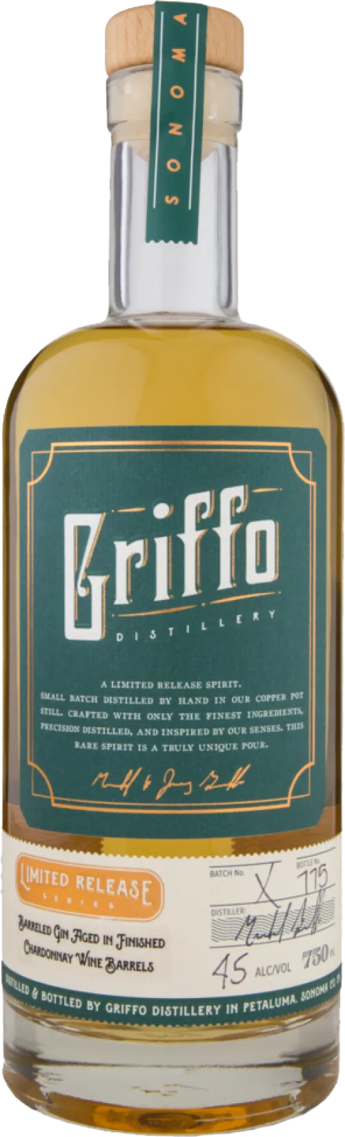 Griffo Distillery Barreled Gin Aged In Finished Chardonnay Wine Barrels Limited Release