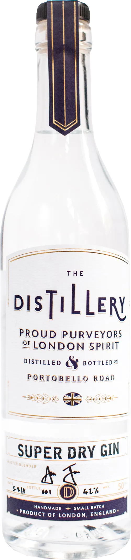 The Distillery Super Dry Gin Distilled & Bottled On Portobello Road