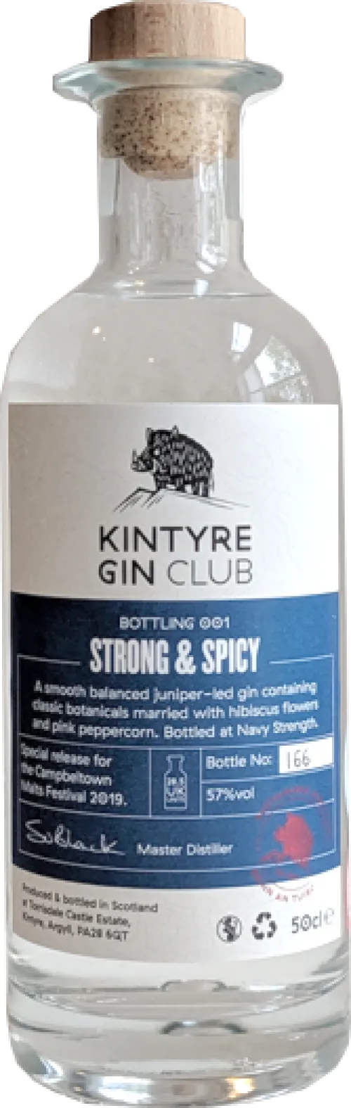 Kintyre Strong & Spicy Navy Strength Gin Kintyre Gin Club Bottling 001