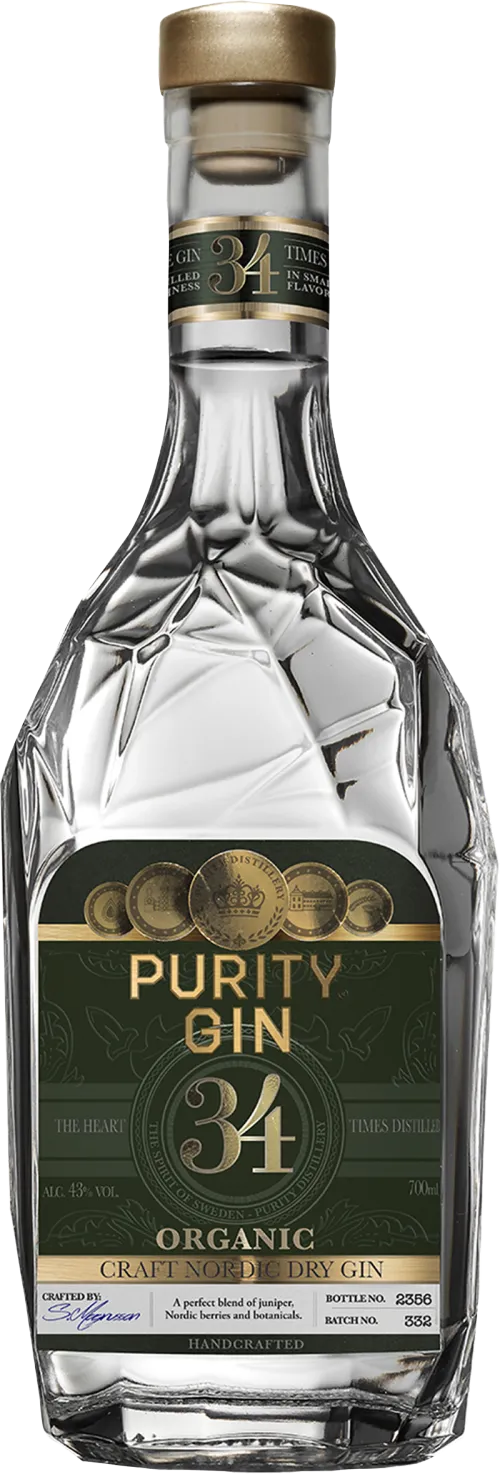 Purity Gin 34 Organic Craft Nordic Dry Gin