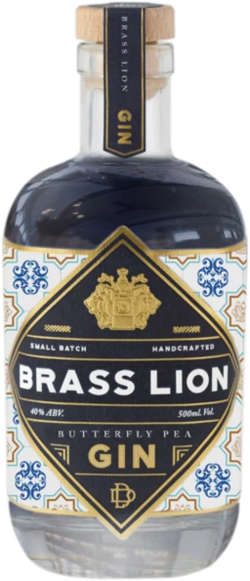 Brass Lion Butterfly Pea Gin