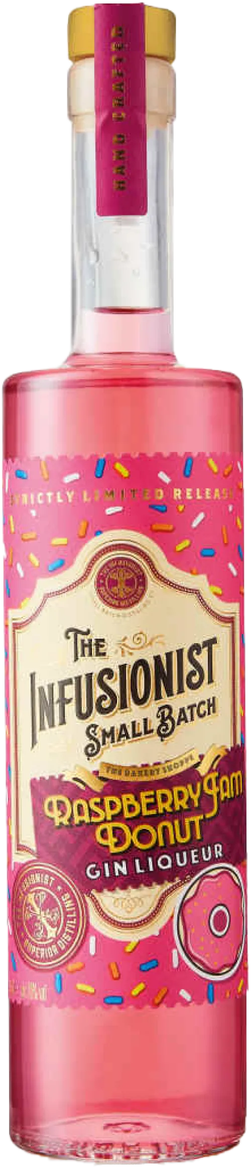 The Infusionist Small Batch Gin Liqueur Raspberry Jam Donut
