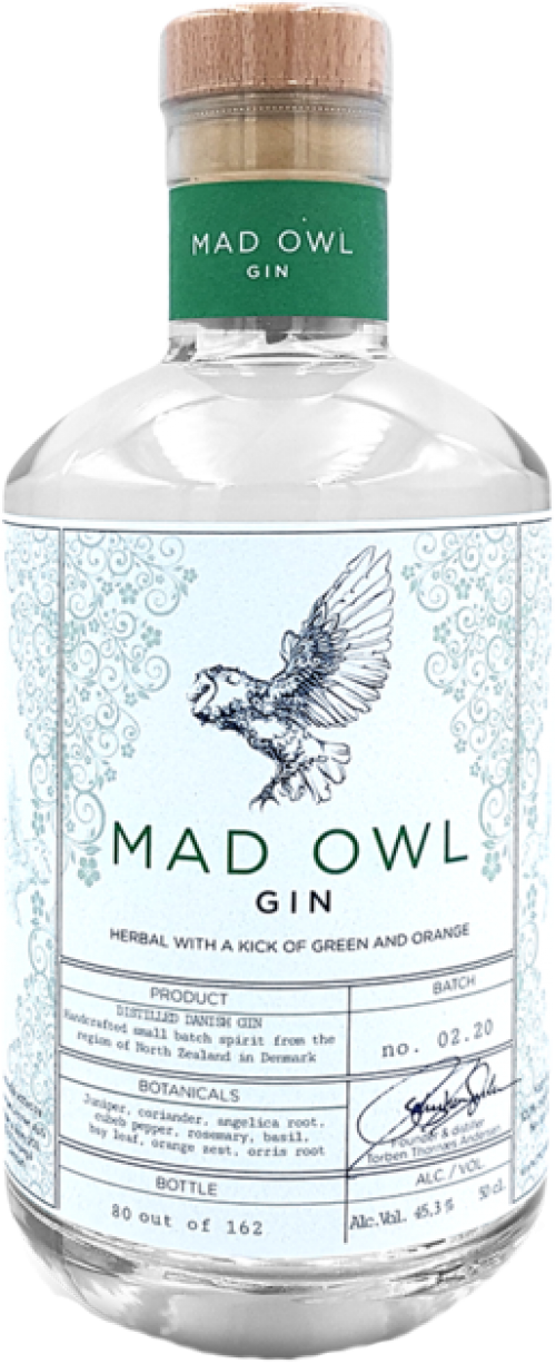 Mad Owl Gin Herbal With A Kick Of Green And Orange